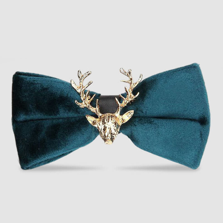 Men's Reindeer Head Velvet Bow Tie - Teal - image 5