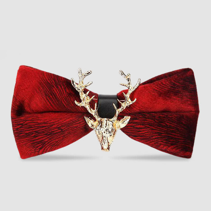Men's Reindeer Head Velvet Bow Tie - Red Vein - image 10