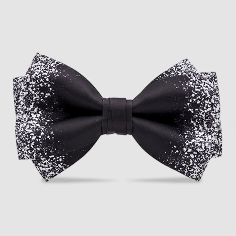 Men's Black White Resplendent Night Sky Bow Tie - Black - Double-layer - image 0