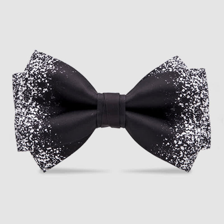 Men's Black White Resplendent Night Sky Bow Tie - Black - Double-layer - image 0