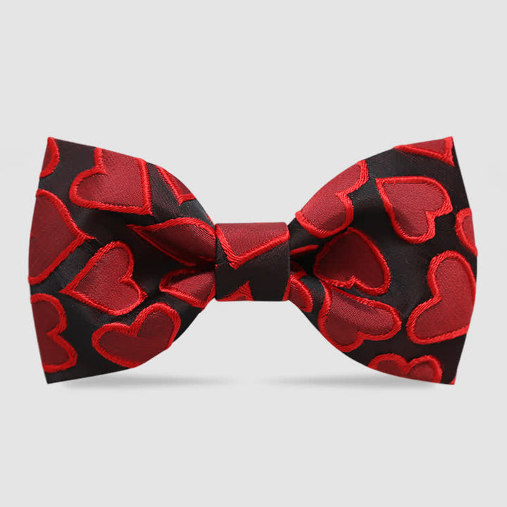 Men's Love Heart Embroidery Bow Tie - Red - image 0