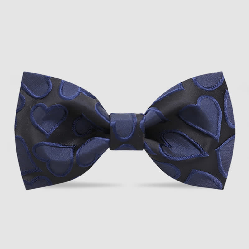 Men's Love Heart Embroidery Bow Tie - Navy - image 5
