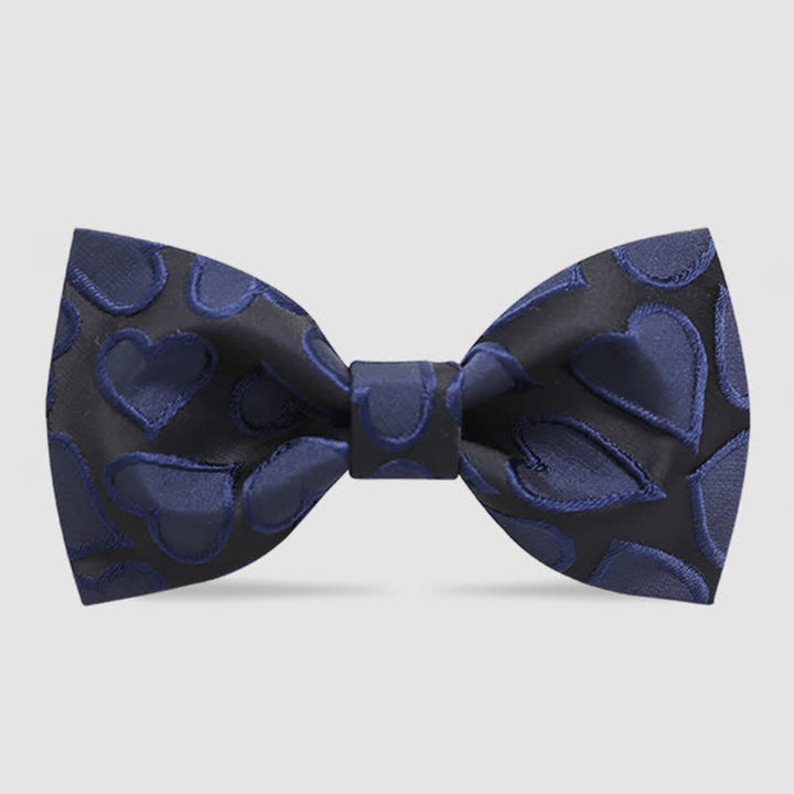 Men's Love Heart Embroidery Bow Tie - Navy - image 5