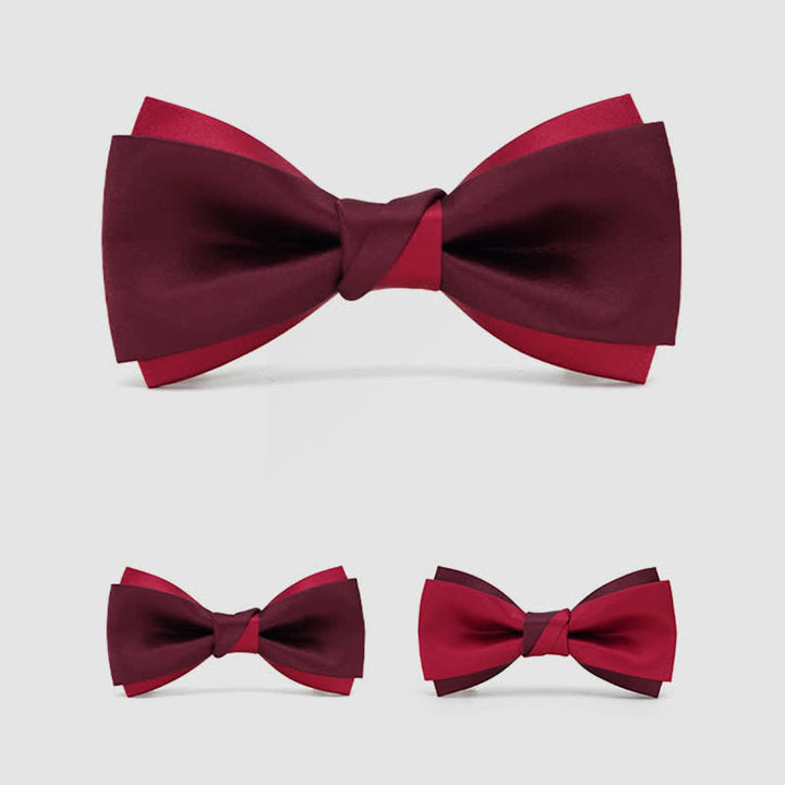 Men's Red Double Layered Formal Tuxedo Bow Tie - image 2