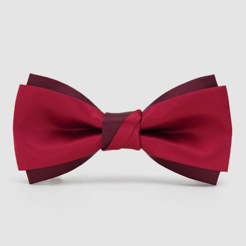 Men's Red Double Layered Formal Tuxedo Bow Tie - Red - image 4