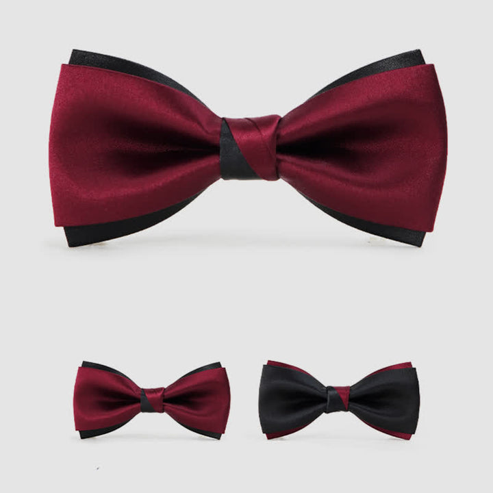 Men's Charming Black & Red Double Layered Bow Tie - image 1
