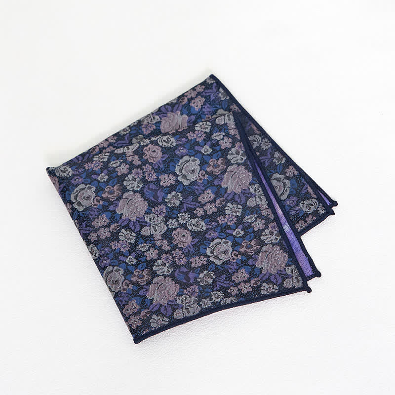 SteelBlue Men's Novelty Floral Necktie - Pocket Square - image 4