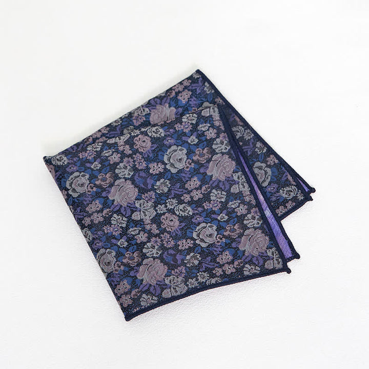 SteelBlue Men's Novelty Floral Necktie - Pocket Square - image 4