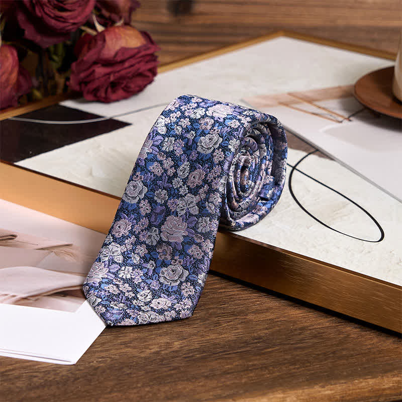 SteelBlue Men's Novelty Floral Necktie - image 3