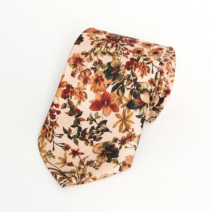 Men's Casual Orange & Ivory Flowers Necktie