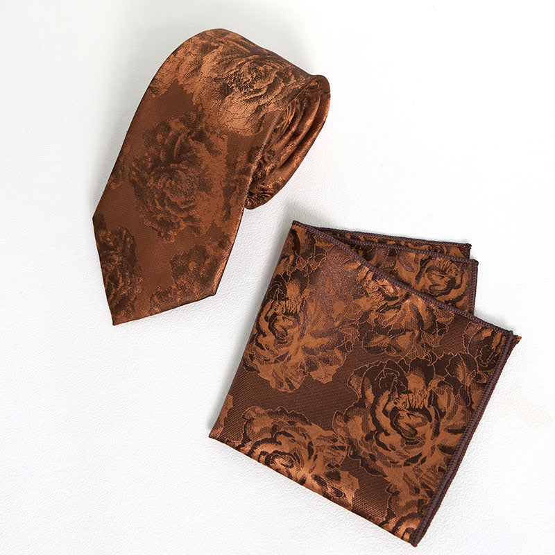 Men's Peru Peony Classic Flower Business Necktie Pocket Square - Necktie + Pocket Square - image 6