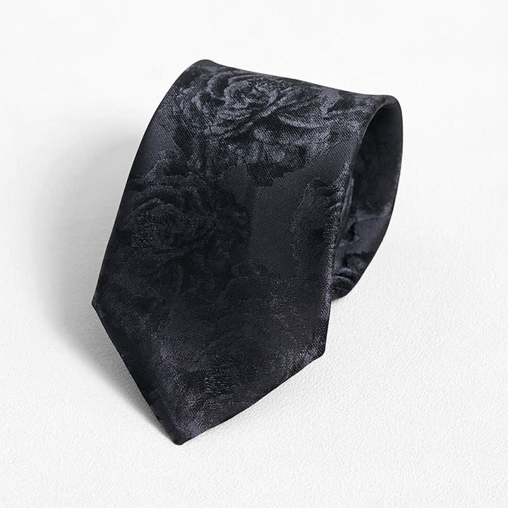 Men's Black Peony Classic Flower Business Necktie Pocket Square - image 2
