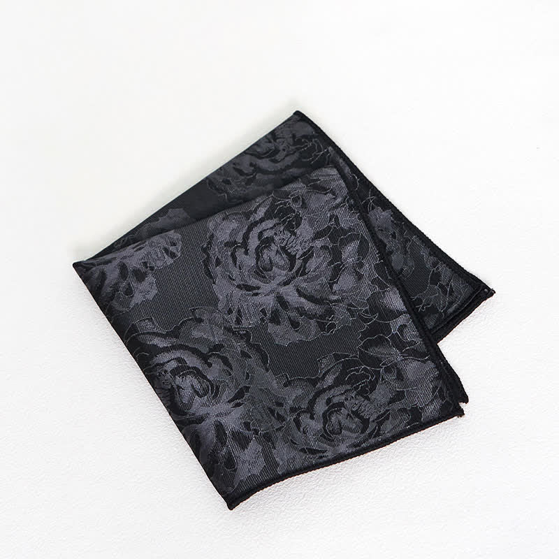 Men's Black Peony Classic Flower Business Necktie Pocket Square - Pocket Square - image 6