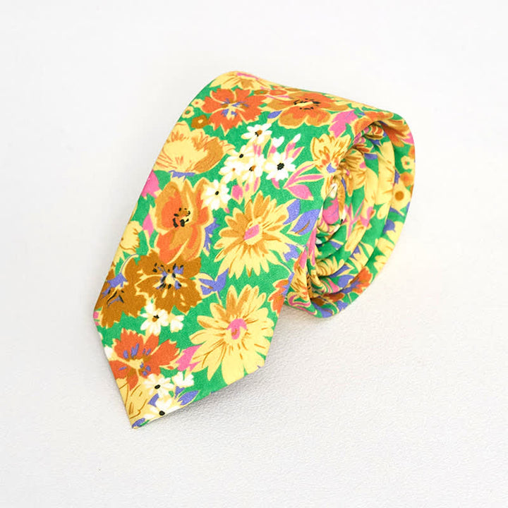 Men's Vintage Liberal Floral Necktie - Yellow & Green - image 6