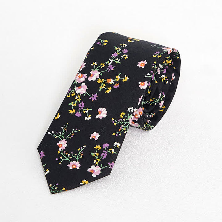 Men's Vintage Liberal Floral Necktie - Black - image 10