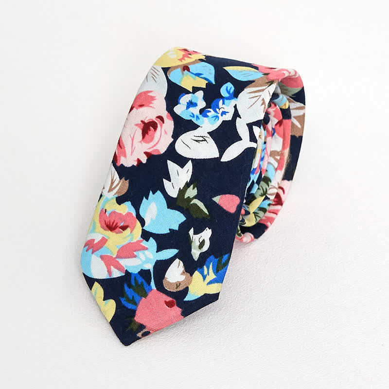 Men's Vintage Liberal Floral Necktie - Pink & Black - image 0