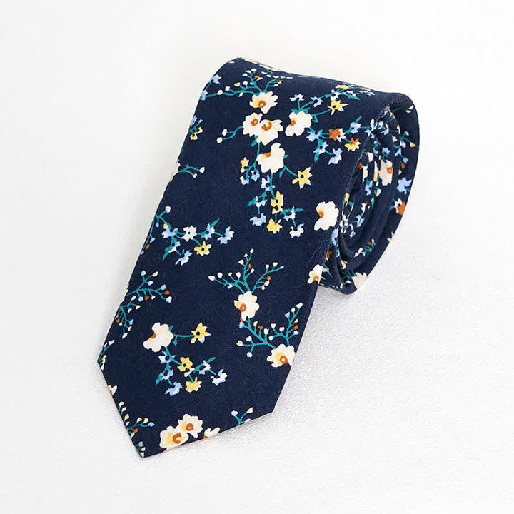 Men's Vintage Liberal Floral Necktie - Blue & Black - image 12
