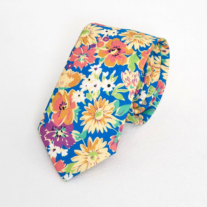 Men's Vintage Liberal Floral Necktie - Yellow & Blue - image 9