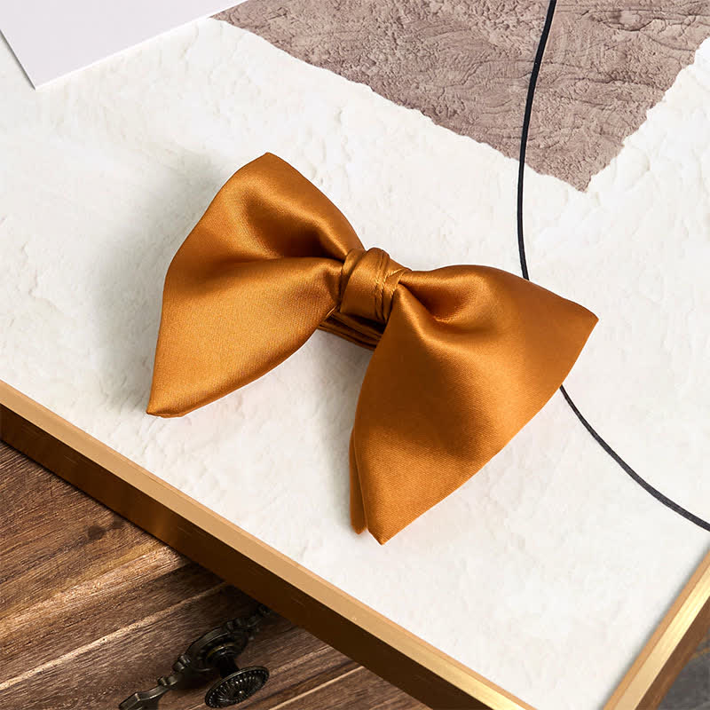 Men's British Style Solid Color Oversized Pointed Bow Tie Pocket Square - image 15