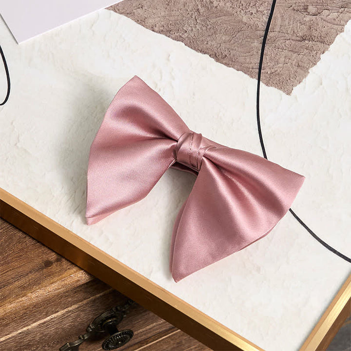 Men's British Style Solid Color Oversized Pointed Bow Tie Pocket Square - image 18