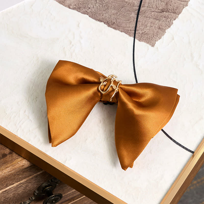 Men's Gold Vine Leaf Oversized Pointed Bow Tie Pocket Square