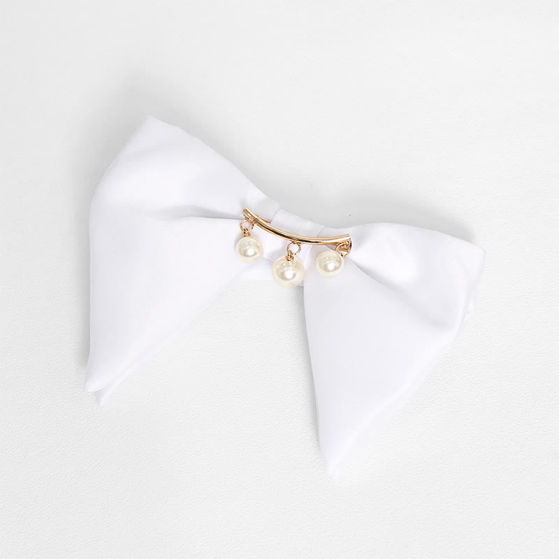 Men's Black White Oversized Pointed Bow Tie - Smile - White - image 7