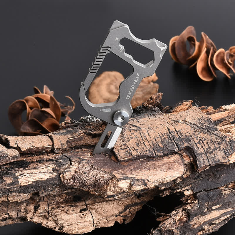 6 In 1 Multifunctional Folding Mini Knife Keychain - Gray - image 2