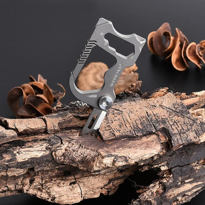 6 In 1 Multifunctional Folding Mini Knife Keychain - Gray - image 2