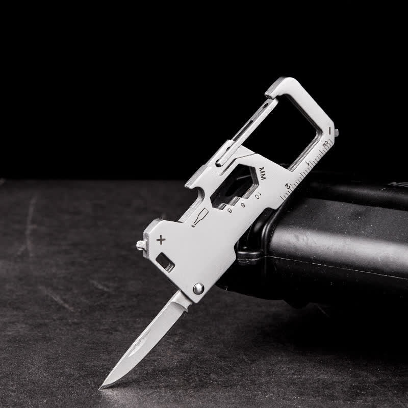 6 In 1 EDC Outdoor Portable Tool Folding Mini Knife Keychain - Silver - image 0