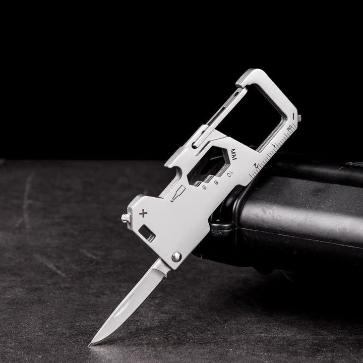 6 In 1 EDC Outdoor Portable Tool Folding Mini Knife Keychain - Silver - image 0