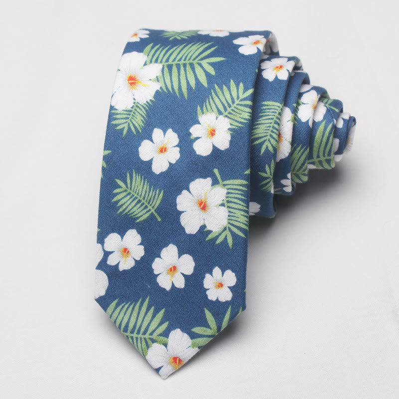 Men's Blooming Flowers Spring Polyester Necktie - Green - image 0