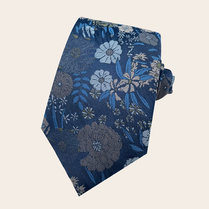 Men's Holiday Style Floral Polyester Necktie - Blue - image 10