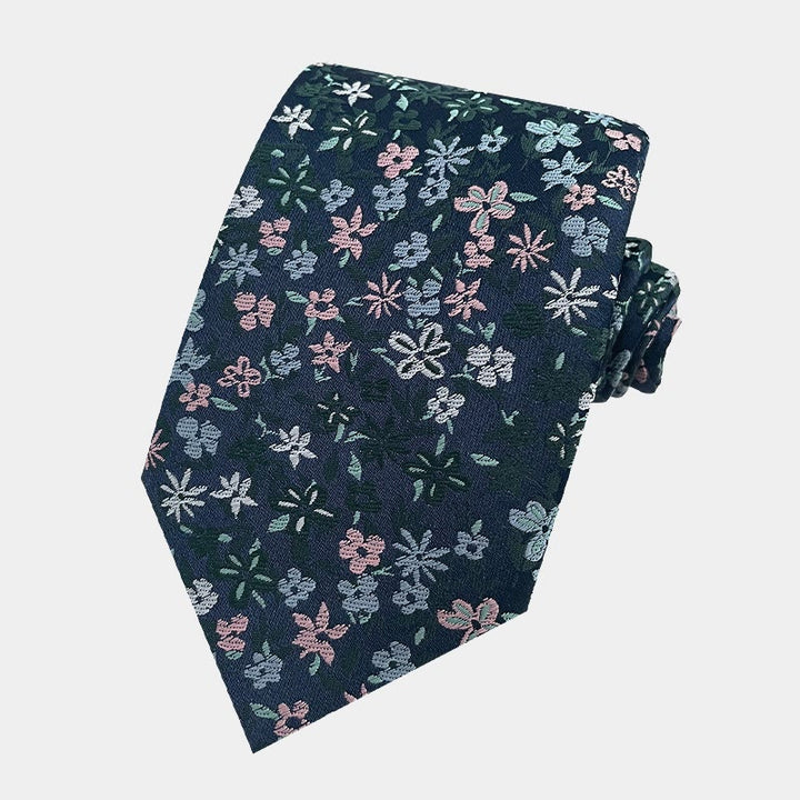 Men's Floral Flowers Spring Polyester Necktie - Dark Green - image 10