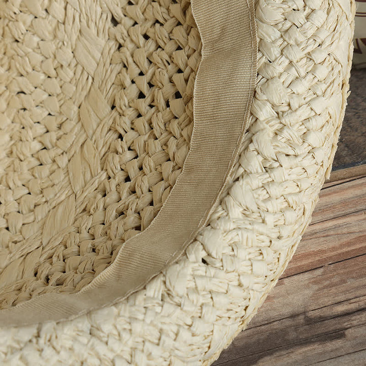 Unisex Boho Beach Handwork Summer Straw Fedora Hat