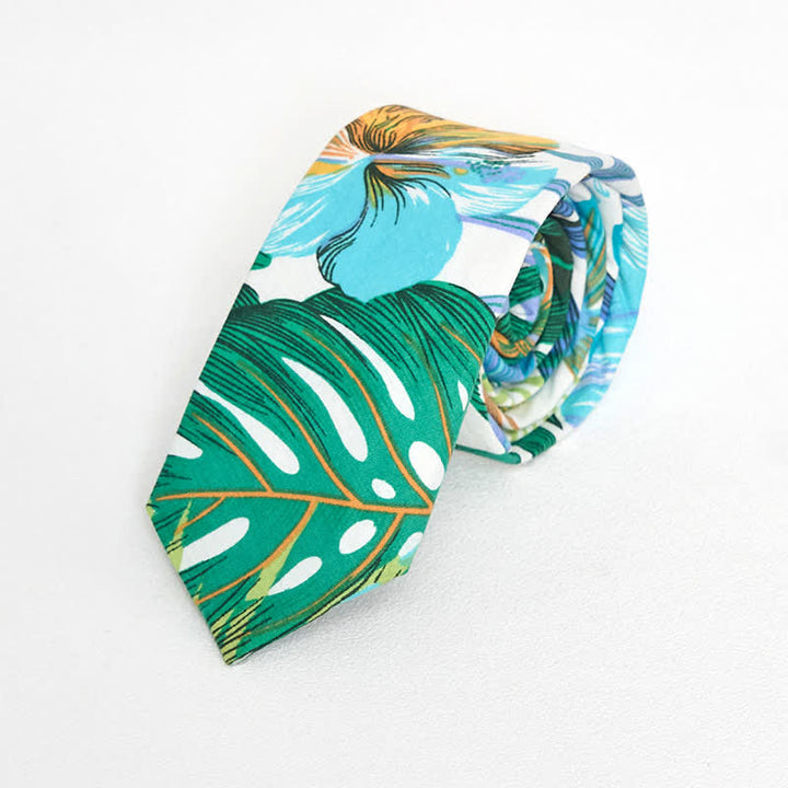 Men's Cotton Printed Floral Skinny Necktie - Style #3 - image 5