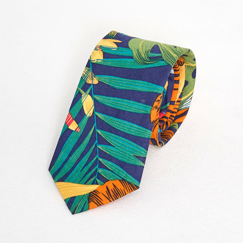 Men's Cotton Printed Floral Skinny Necktie - Style #4 - image 7
