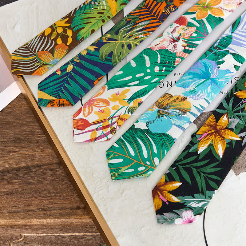 Men's Cotton Printed Floral Skinny Necktie - image 2