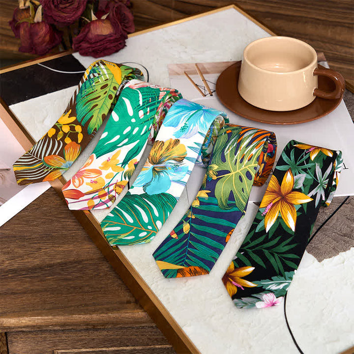 Men's Cotton Printed Floral Skinny Necktie - image 1