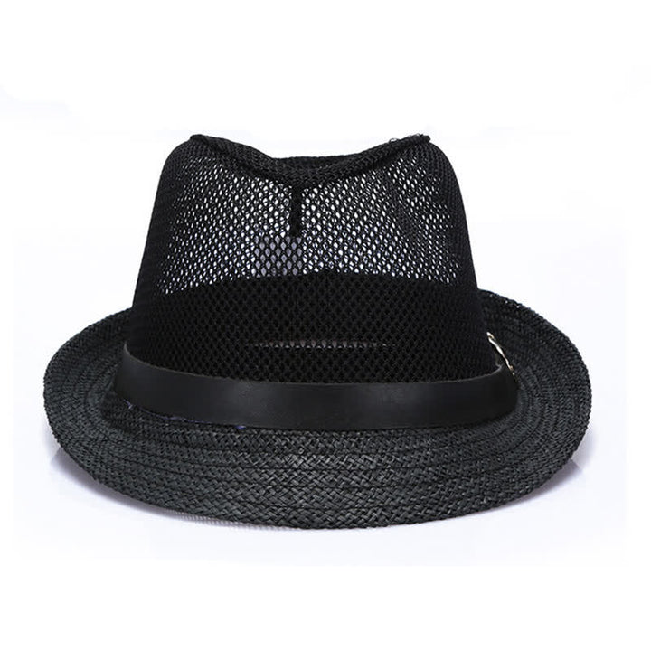 Men's Hollow Out Simple Panama Straw Fedora Hat - image 5