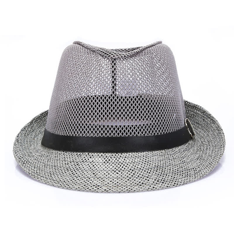 Men's Hollow Out Simple Panama Straw Fedora Hat - image 1
