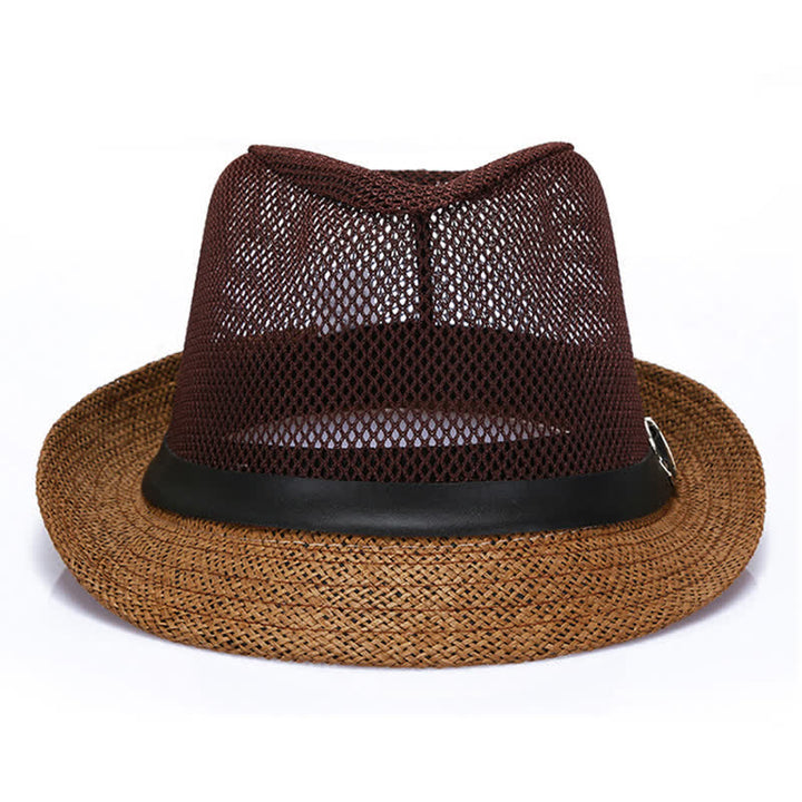 Men's Hollow Out Simple Panama Straw Fedora Hat - image 9