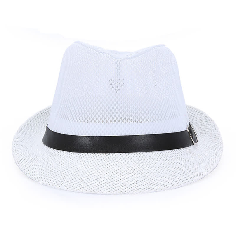 Men's Hollow Out Simple Panama Straw Fedora Hat - image 7