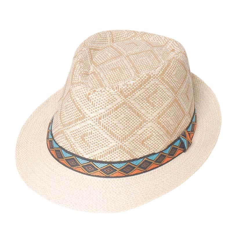 Men's Braided Streetwear Ethnic Style Summer Fedora Hat - Ivory - M (22"-22 7/8") - image 0