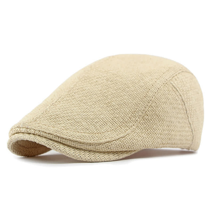 Unisex Stylish Straw Woven Pattern Flat Top Beret Hat - Ivory - Adjustable (21 5/8"-23 1/4") - image 6