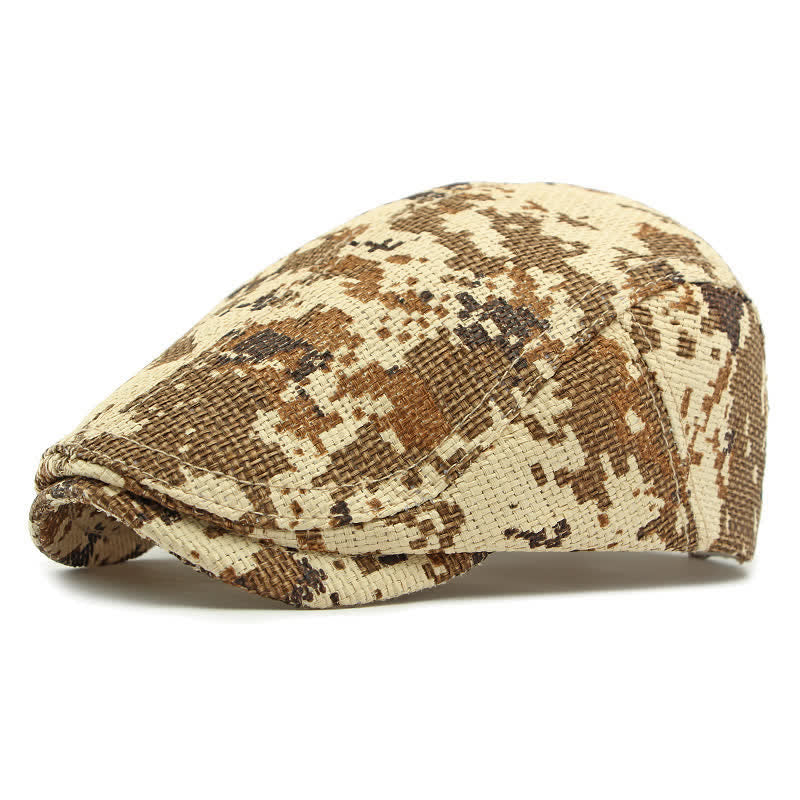 Unisex Stylish Straw Woven Pattern Flat Top Beret Hat - Dark Khaki - Adjustable (21 5/8"-23 1/4") - image 9