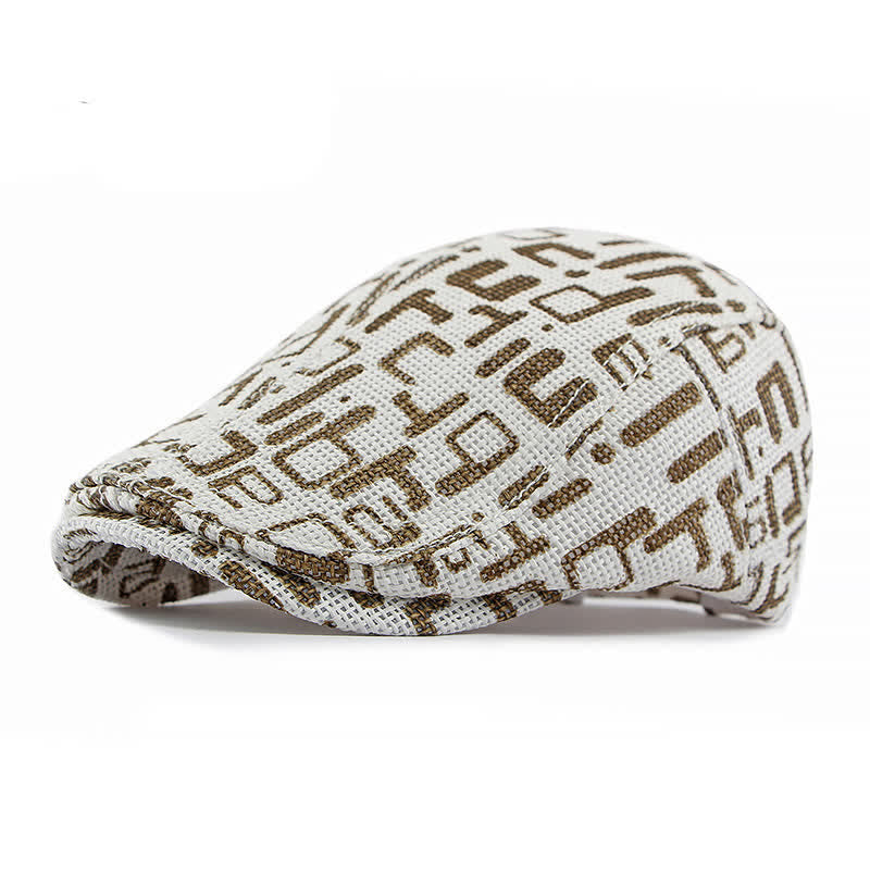 Unisex Stylish Straw Woven Pattern Flat Top Beret Hat - Coffee Letter - Adjustable (21 5/8"-23 1/4") - image 7