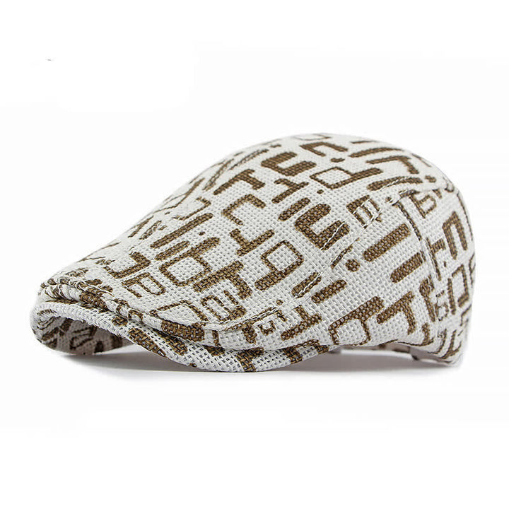 Unisex Stylish Straw Woven Pattern Flat Top Beret Hat - Coffee Letter - Adjustable (21 5/8"-23 1/4") - image 7