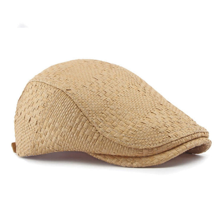 Unisex Stylish Straw Woven Pattern Flat Top Beret Hat - image 2