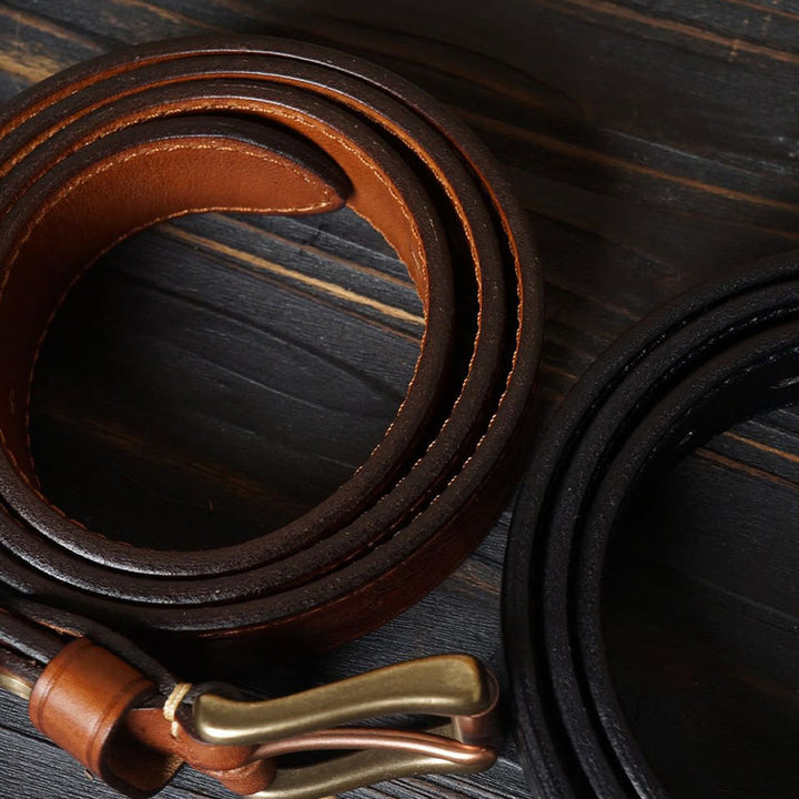 Solid Brass Buckle Western Embossed Flower Leather Belt - image 4