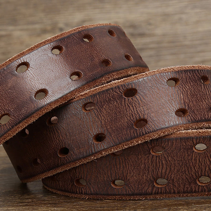 Double Prong Buckle Western 2 Holes Leather Belt - image 3